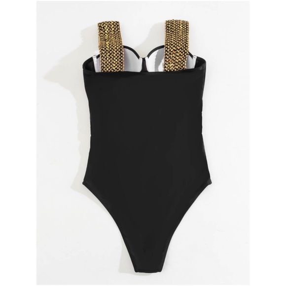Boho Braided Strap One Piece Monokini Swimsuit - Picture 3 of 4